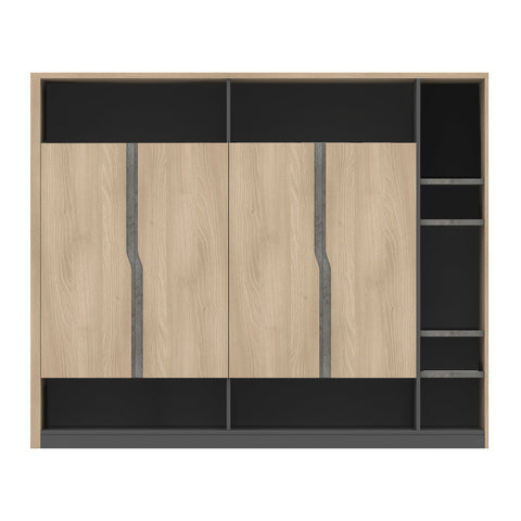 BAXTER Display Cabinet 190cm - Acacia & Carbon Grey