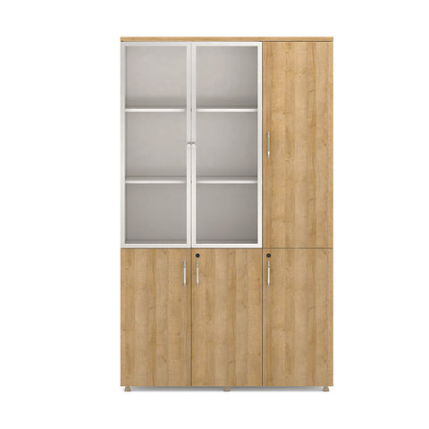 ZIVA Display Cabinet 3 Door Bookcase 120cm -  Kaldi wood + Brown - innovatec.com.au