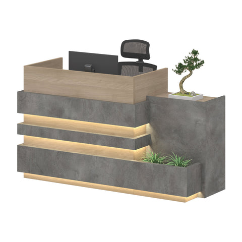 KERAN  Reception Desk 1.8M Right Panel - Acacia & Carbon Grey Colour