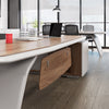 HUGO Executive Office Desk + Left Return - 240cm - Walnut + Ivory