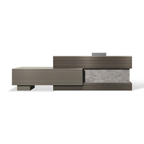 KASPER Reception Desk Right Panel 2.8M - Chocolate & Charcoal Grey