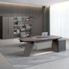 MADDOK Executive Desk with Left Return 200cm - Chocolate & Charcoal Grey