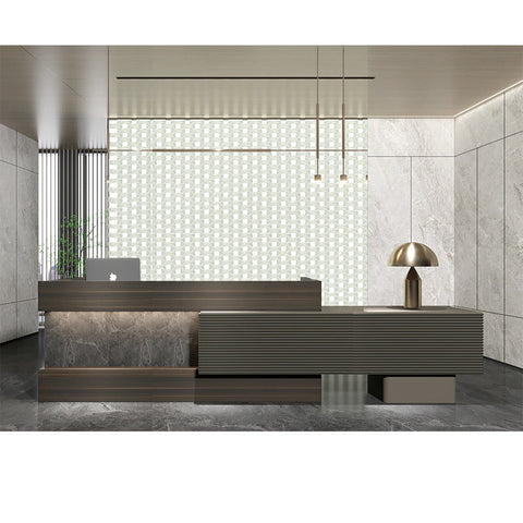 KASPER Reception Desk Left Panel 2.8M - Chocolate & Charcoal Grey - innovatec.com.au