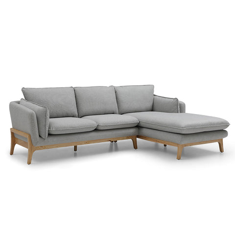 BRONTE 3 Seater Sofa with Right Chaise - Light Grey