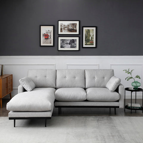 HAVANA 3 Seater Sofa with Left Chaise - Light Grey - innovatec.com.au