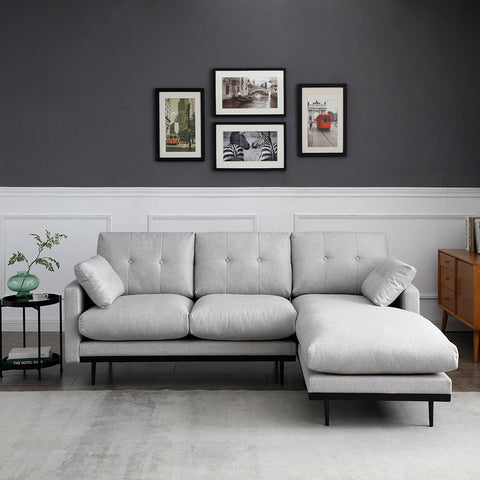 HAVANA 3 Seater Sofa with Right Chaise - Light Grey - innovatec.com.au