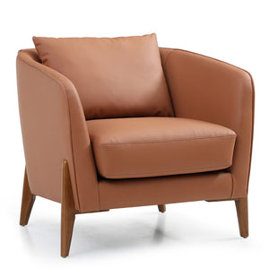 JUNO Lounge Chair - Tan & Walnut