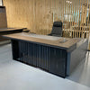 MADEIRA Executive Desk 220cm Left Return - Hazelnut & Grey