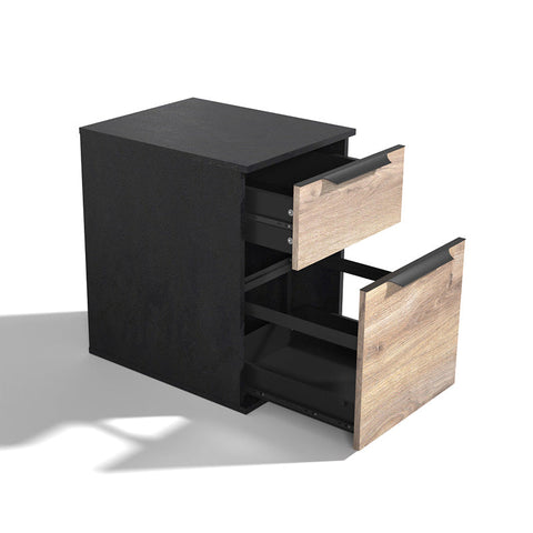 TRIBECA 2 Drawer Filing Cabinet - Warm Oak & Black - innovatec.com.au