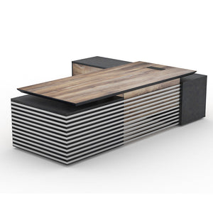 PHOENIX Executive Office Desk with Left Return 2.8M - Warm Oak & Black