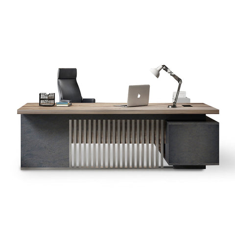 DAXTON Executive Desk with Left Return 2.4M - Warm Oak & Black - innovatec.com.au