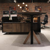 EASTON Sit Stand Electric Lift Executive Desk with Left Return 2.2m - Warm Oak & Black