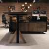 EASTON Sit Stand Electric Lift Executive Desk with Right Return 2.2M - Warm Oak & Black