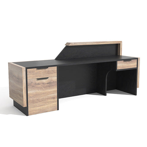 CONROY 2.4M Reception Desk Right Panel - Warm Oak & Black - innovatec.com.au