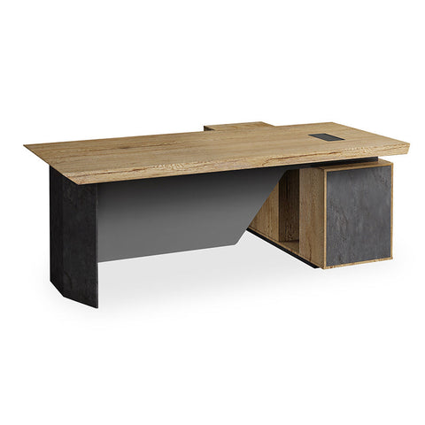 HAMLIN Executive Office Desk with Left Return 2.2M - Tobacco - innovatec.com.au