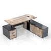 PHOENIX Sit & Stand Electric Lift Executive Desk with Right Return 2.2M - Warm Oak & Black