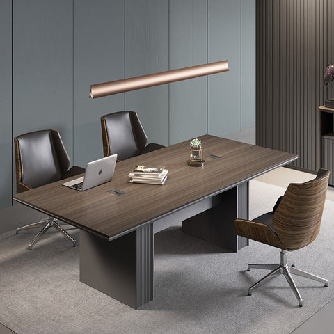 MADDOK Boardroom Table 2.4M - Chocolate & Charcoal Grey - innovatec.com.au