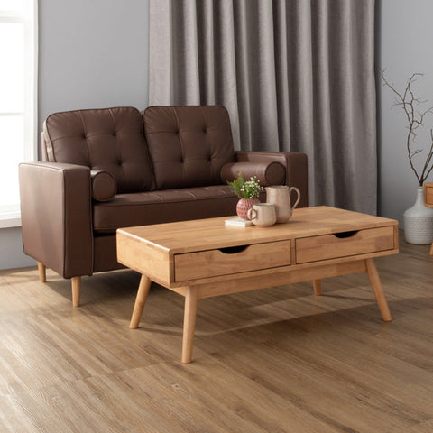 LAMAR Coffee Table with 2 Drawers 106cm - Natural - innovatec.com.au