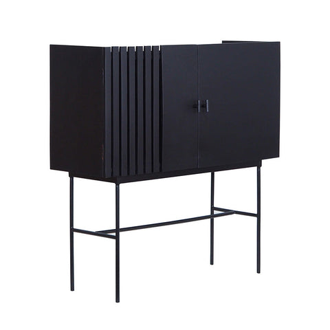 SHANTI Tall Sideboard 120cm Solid Acacia Wood - Black - innovatec.com.au