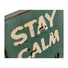 Wooden Print "Stay Calm Pop A Top" In Antique Blue