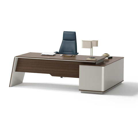 ANDERS Executive Desk Reversible Return 2.4M - Australian Gold Oak & Beige - innovatec.com.au