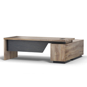 BALDER Executive Desk with Left Return 2.2-2.4M - Warm Oak & Black