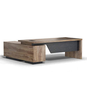 BALDER Executive Desk with Right Return 2.2-2.4M - Warm Oak & Black