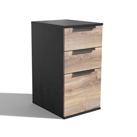 TRIBECA 3 Drawer Filing Cabinet - Warm Oak & Black