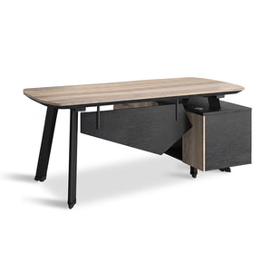 ARTO Executive Office Desk with Reversible Return 1.8m - 2m - Warm Oak & Black