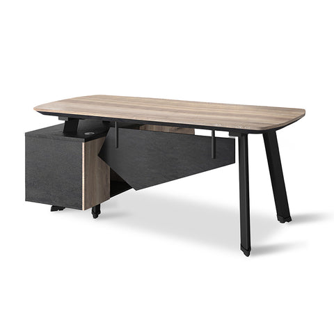 ARTO Executive Office Desk with Reversible Return 1.8m - 2m - Warm Oak & Black