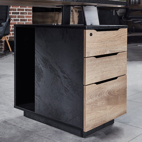 ARTO Single Workstation Desk with Right Cabinet 1.2M - Warm Oak & Black - innovatec.com.au