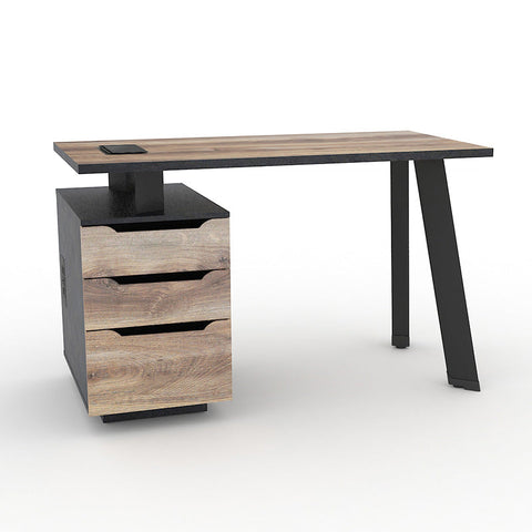 ARTO Single Workstation Desk with Left Cabinet 1.2M - Warm Oak & Black - innovatec.com.au