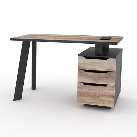 ARTO Single Workstation Desk with Right Cabinet 1.2M - Warm Oak & Black - innovatec.com.au