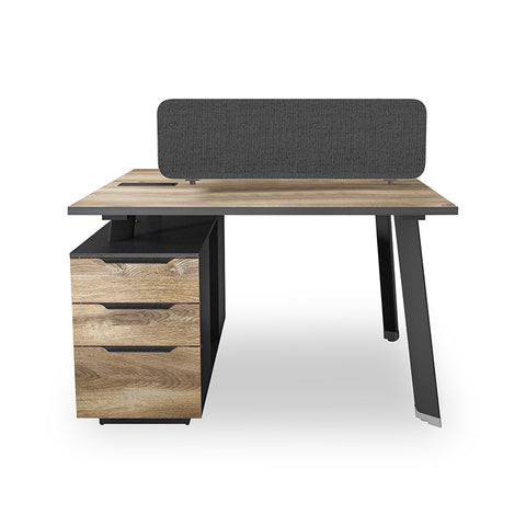 ARTO 2 People Back to back Workstation with 2 Cabinets 1.2M - Warm Oak & Black - innovatec.com.au