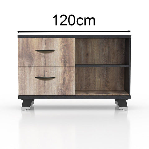 HALDIS Credenza Small 120cm - Warm Oak & Black - innovatec.com.au