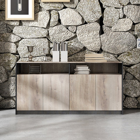 ARTO Credenza Cabinet Small 80cm - Warm Oak & Black - innovatec.com.au