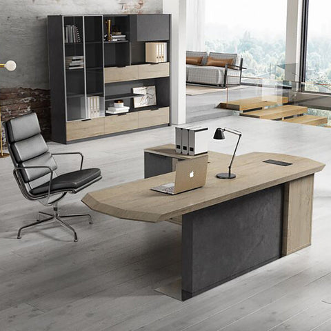 MAGNUS Executive Office Desk with Left Return 2.4M - Tobacco - innovatec.com.au