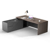 ARMANDO Executive Desk 220cm Left Return - Hazelnut/Brown