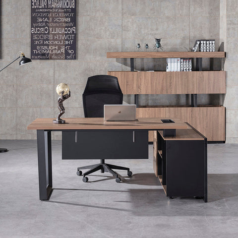 ADRIANO Executive Office Desk with Left Return 180cm - Light Brown - innovatec.com.au